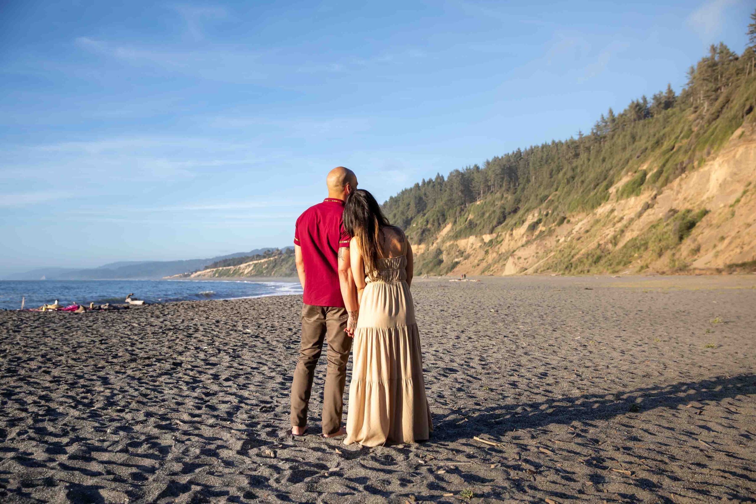 engaged couple sue-meg state park california wedding rock agate beach engagement 