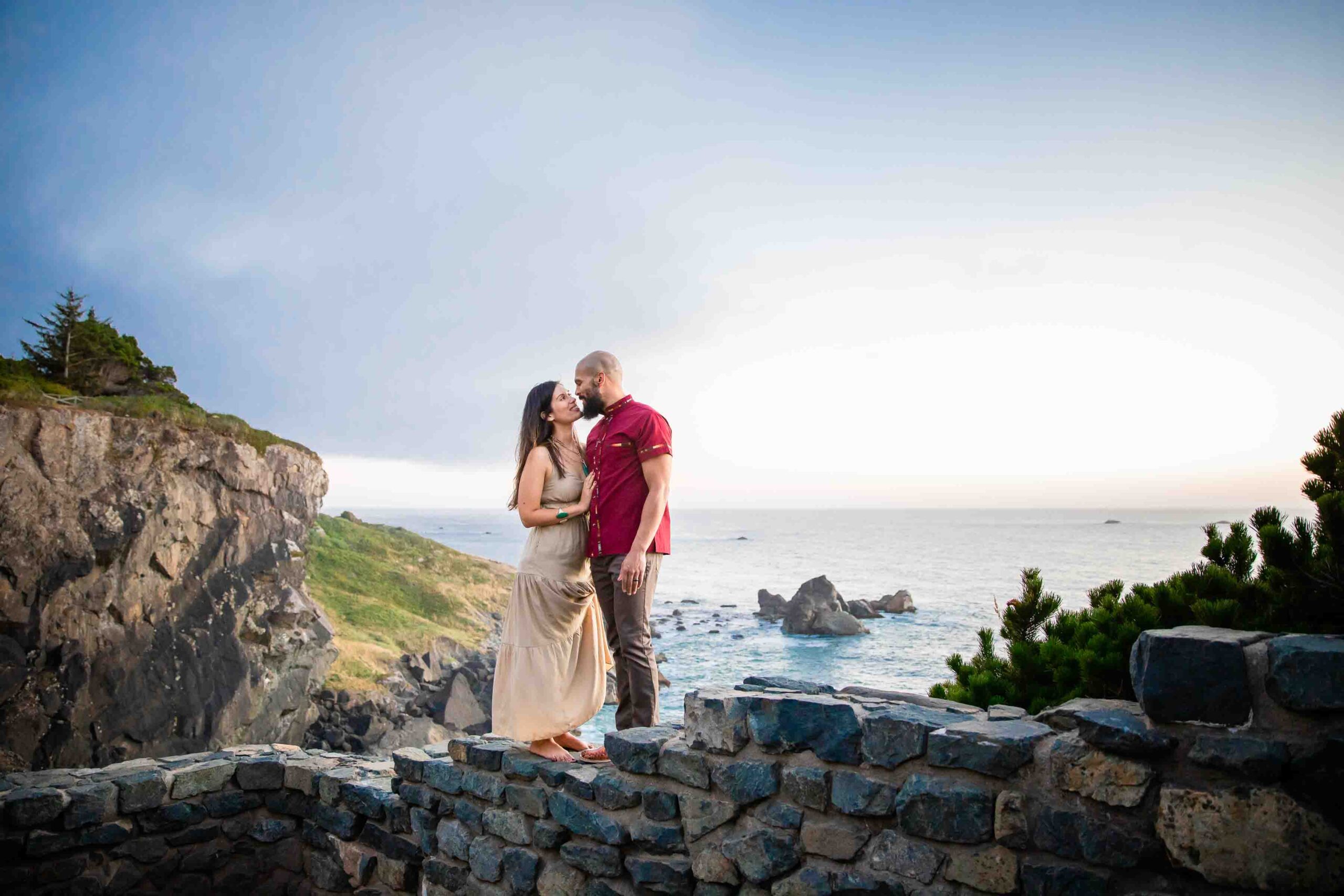 engaged couple sue-meg state park california wedding rock agate beach engagement 